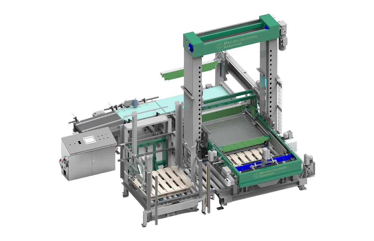 Paletizador: una de las máquinas de Mecanizaciones Alavesas e Irundin, fabricantes de maquinaria de embotellado y líneas completas
